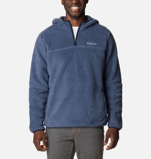 Blue Columbia Rugged Ridge III Sherpa Pullover Men's Hoodie | 85210TMXJ