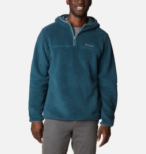 Blue Columbia Rugged Ridge III Sherpa Pullover Men's Hoodie | 34291VCPD