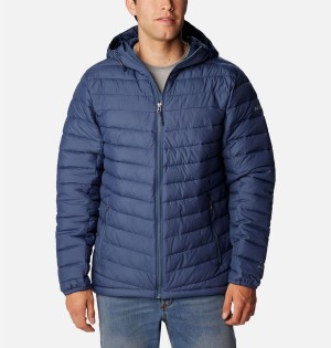 Blue Columbia Slope Edge Hooded Insulated Men's Puffer Jacket | 86925UCJM