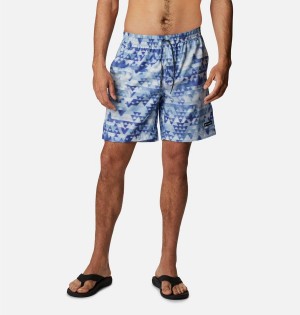 Blue Columbia Summertide Stretch Printed Men's Shorts | 85743IKYL