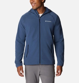 Blue Columbia Tall Heights Hooded Men's Softshell Jackets | 61089TPHO