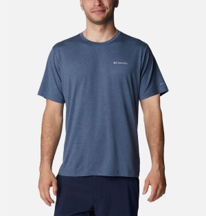 Blue Columbia Tech Trail Crew Neck Men's T-Shirt | 35061MDYR