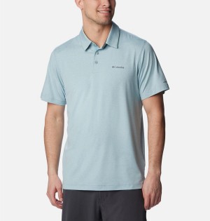 Blue Columbia Tech Trail Men's Polo Shirt | 82369AUFP