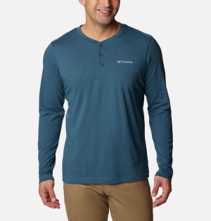 Blue Columbia Thistletown Hills Henley Men's T-Shirt | 28036GTND