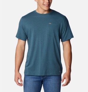 Blue Columbia Thistletown Hills Pocket Men's T-Shirt | 56903GHLU