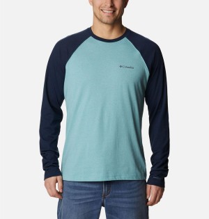 Blue Columbia Thistletown Hills Raglan Men's T-Shirt | 56738GBFP