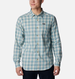 Blue Columbia Vapor Ridge III Long Sleeve Men's Shirt | 78435OAMR