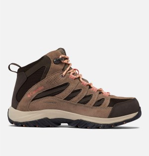 Brown Columbia Crestwood Mid Waterproof Boot Women's Hiking Shoes | 49683UNBR