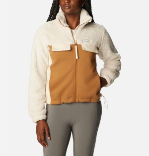 Brown Columbia Lodge Hybrid Sherpa Full Zip Women's Fleece Jacket | 93480LOPU