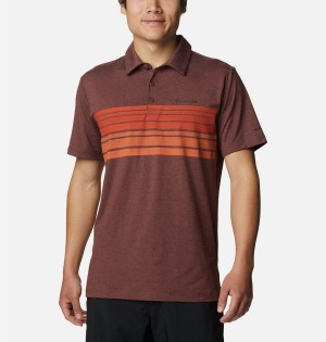 Brown Columbia Tech Trail Novelty Men's Polo Shirt | 14759XCRF