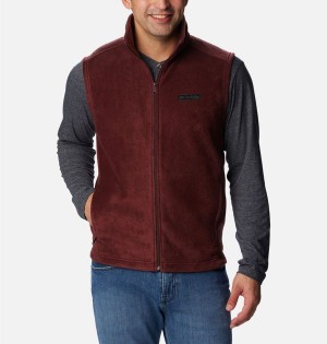 Burgundy Columbia Steens Mountain Fleece Men's Vest | 56498FETS