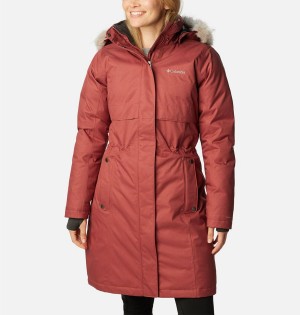 Coral Columbia Apres Arson Winter Long Down Women's Coats | 67589NQSG