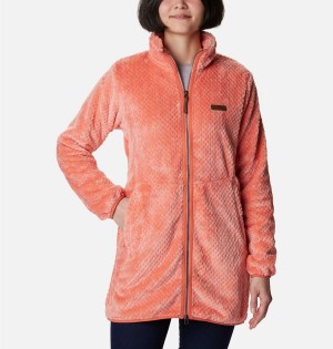 Coral Columbia Fireside Long Full Zip Women's Fleece Jacket | 87543YDKI