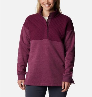 Coral Columbia Hart Mountain Quilted Half Snap Women's Pullover | 78354SZKB