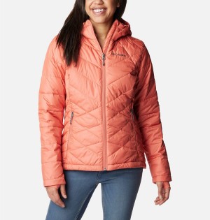 Coral Columbia Heavenly Hooded Women's Puffer Jacket | 65792QTPJ