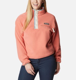 Coral Columbia Helvetia Cropped Half Snap Fleece Women's Pullover | 56073GZPR