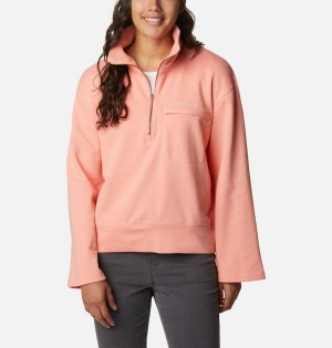 Coral Columbia Lodge French Terry Women's Pullover | 71423WCNQ