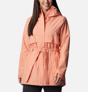 Coral Columbia Long Valley Trench II Women's Rain Jacket | 48239AGIJ