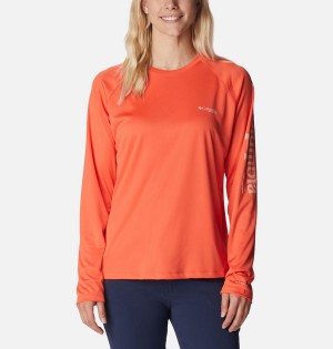 Coral Columbia PFG Tidal II Long Sleeve Women's T-Shirt | 74932SILT