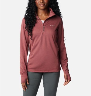 Coral Columbia Park View Grid Half Zip Fleece Women's Pullover | 72608NIRZ