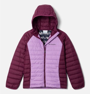 Coral Columbia Powder Lite Hooded Kids' Jacket | 04716KFCD