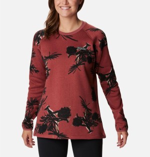 Coral Columbia Sweater Weather Fleece Crew Women's Pullover | 95104UFRY