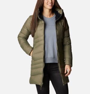 Green Columbia Autumn Park Hooded Mid Women's Puffer Jacket | 18032VOAI