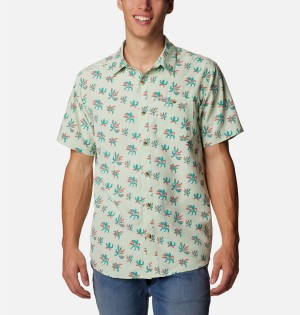 Green Columbia Captree Island Short Sleeve Men's Shirt | 81375LUES