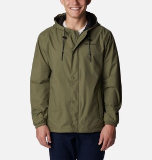 Green Columbia Cedar Cliff Men's Rain Jacket | 27604MKAQ