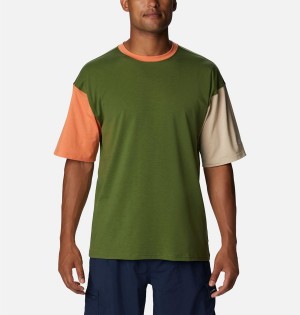 Green Columbia Deschutes Valley Men's T-Shirt | 80514QOVW