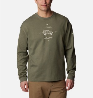 Green Columbia Duxbery Relaxed Long Sleeve Men's T-Shirt | 97350OYET