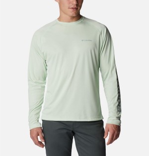 Green Columbia Fork Stream Long Sleeve Men's T-Shirt | 60894JVEC