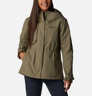 Green Columbia Hadley Trail Women's Rain Jacket | 25304VTOS