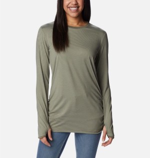 Green Columbia Leslie Falls Long Sleeve Women's T-Shirt | 15072DMNS