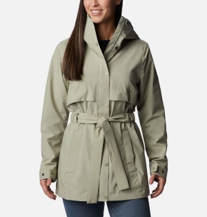 Green Columbia Long Valley Trench II Women's Rain Jacket | 53481GJDW