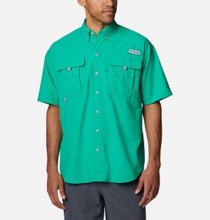 Green Columbia PFG Bahama II Short Sleeve Men's Shirt | 56328QFZH