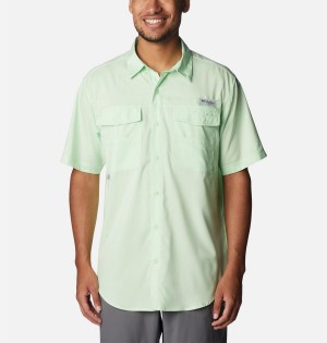 Green Columbia PFG Blood and Guts IV Woven Short Sleeve Men's Shirt | 02375ZREX