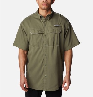 Green Columbia PFG Low Drag Offshore Short Sleeve Men's Shirt | 04517DKIJ