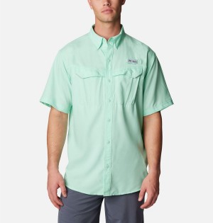 Green Columbia PFG Low Drag Offshore Short Sleeve Men's Shirt | 80134UWEM