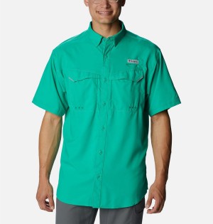 Green Columbia PFG Low Drag Offshore Short Sleeve Men's Shirt | 81463SYNV