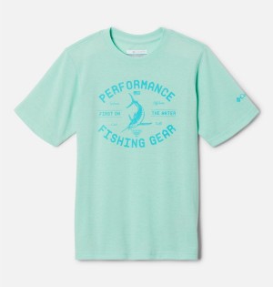 Green Columbia PFG Short Sleeve Seasonal Graphic Kids' T-Shirt | 29640YUDB