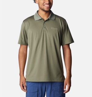 Green Columbia PFG Skiff Cast Men's Polo Shirt | 34516WNFK