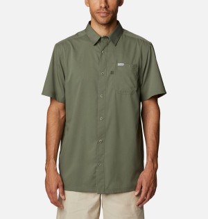 Green Columbia PFG Slack Tide Camp Men's Shirt | 48690EDOQ