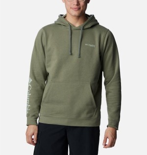 Green Columbia PFG Sleeve II Graphic Men's Hoodie | 79384NWOF