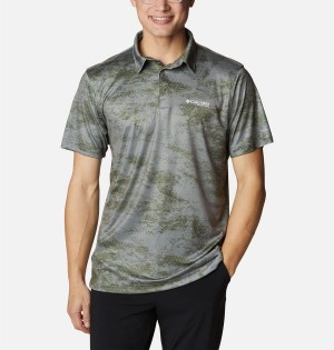 Green Columbia PFG Super Terminal Tackle Men's Polo Shirt | 92836STIV