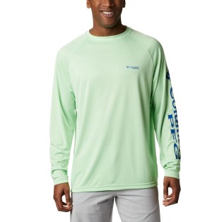 Green Columbia PFG Terminal Tackle Long Sleeve Men's T-Shirt | 96703CKBZ