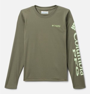 Green Columbia PFG Terminal Tackle Long Sleeve Kids' T-Shirt | 17904OZED