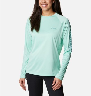 Green Columbia PFG Tidal II Long Sleeve Women's T-Shirt | 37410YLVT