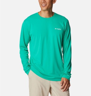 Green Columbia PFG Zero Rules Long Sleeve Men's T-Shirt | 25716DZVS