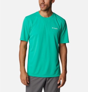 Green Columbia PFG Zero Rules Short Sleeve Men's T-Shirt | 41370PWNQ